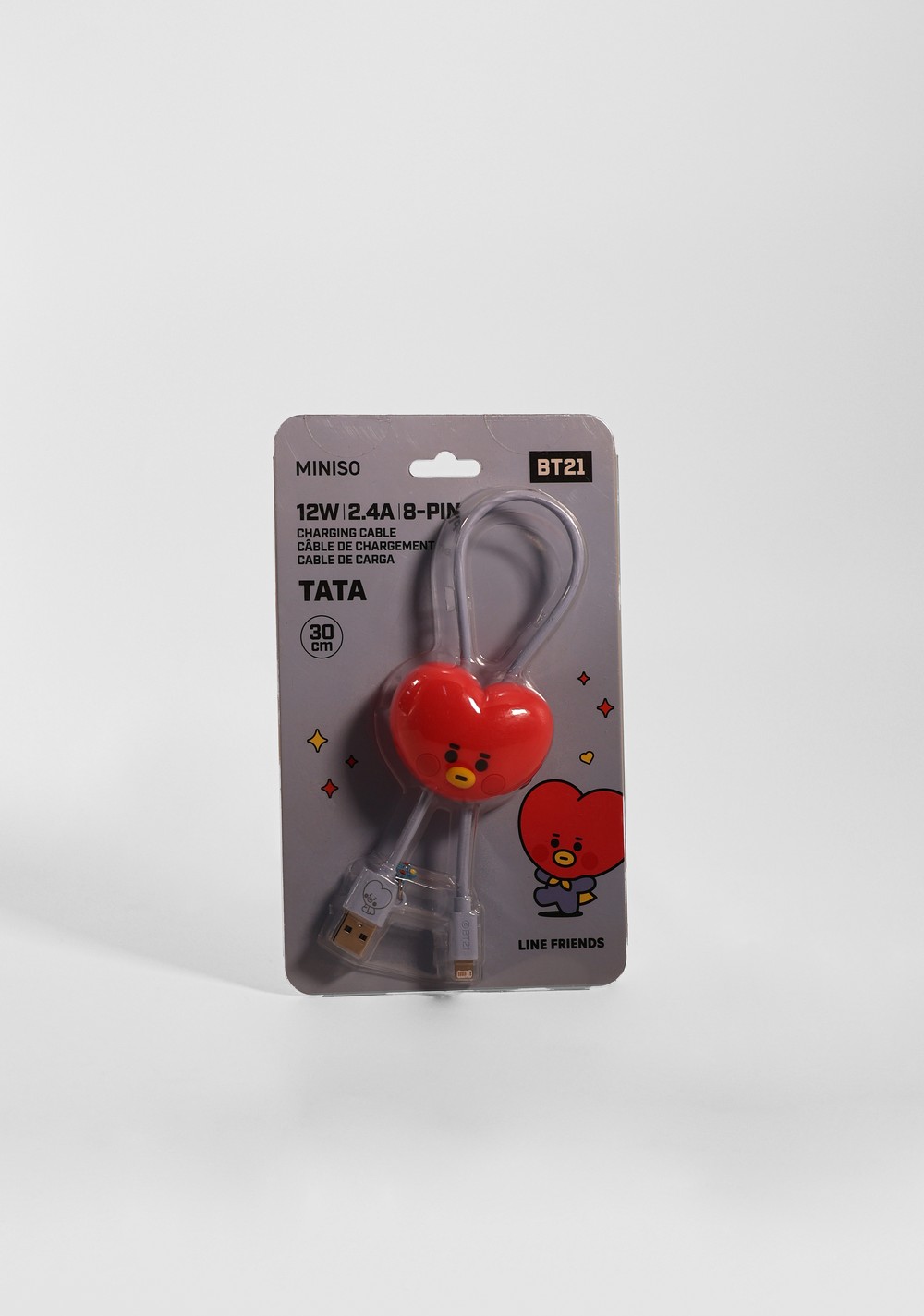 Cable de Carga de Silicona de 8 Pines Tata Bt21 Baby Miniso