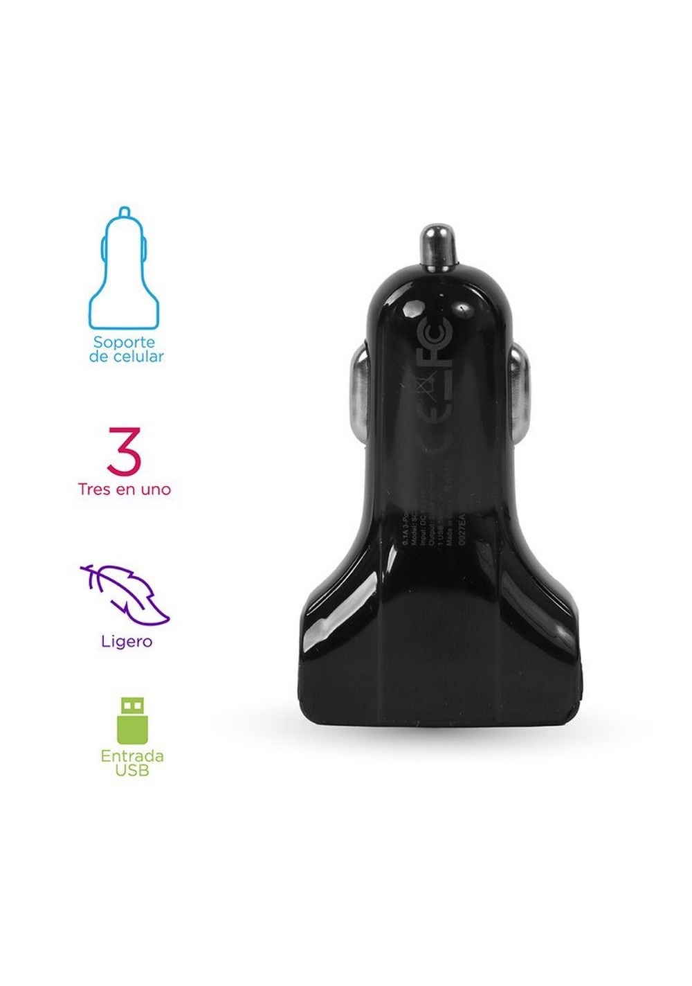 Cargador de Carro Usb de 3 Puertos Miniso Unisex - Vista 3
