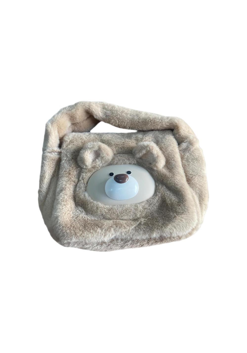 Cartera Bandolera de Mano con Solapa de Peluche Gift Bear Miniso