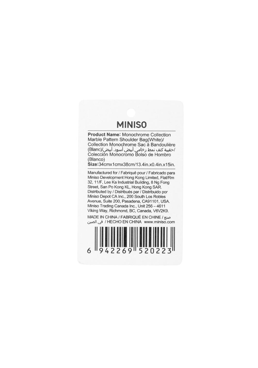 Cartera de Hombro con Patrón de Mármol Blanco Monochrome Miniso para Mujer - Vista 3