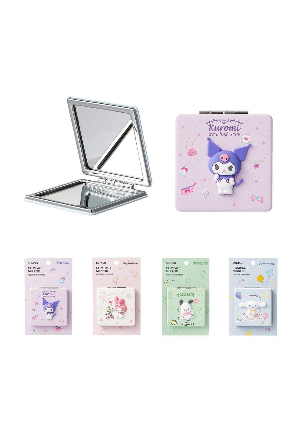 Espejo Plegable Portátil de Doble Cara Hello Kitty Miniso