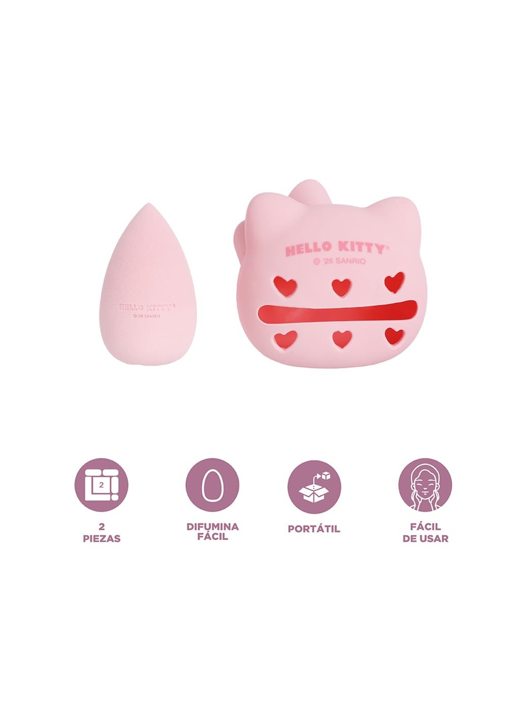 Esponja de Maquillaje con Estuche Hello Kitty Miniso para Mujer - Vista 4