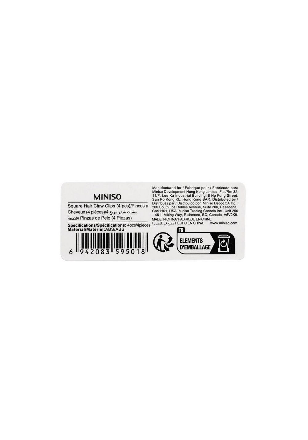 Gancho para el Cabello Cuadradas Miniso para Mujer - Vista 7