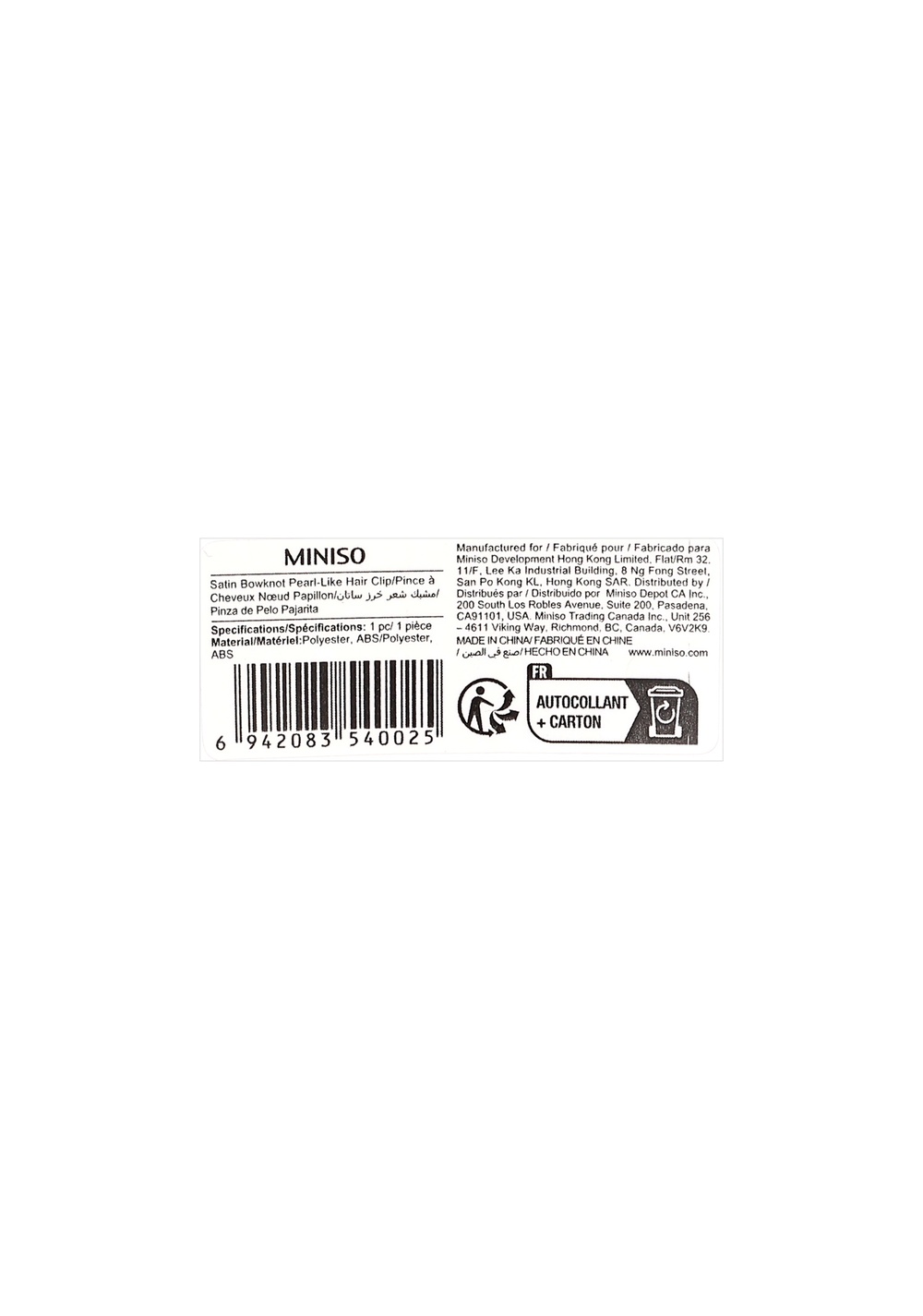 Gancho para el Cabello Perla con Lazo de Satén Miniso para Mujer - Vista 5
