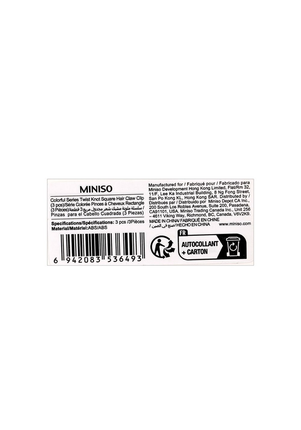 Gancho para el Cabello Serie Colorful Miniso para Mujer - Vista 5