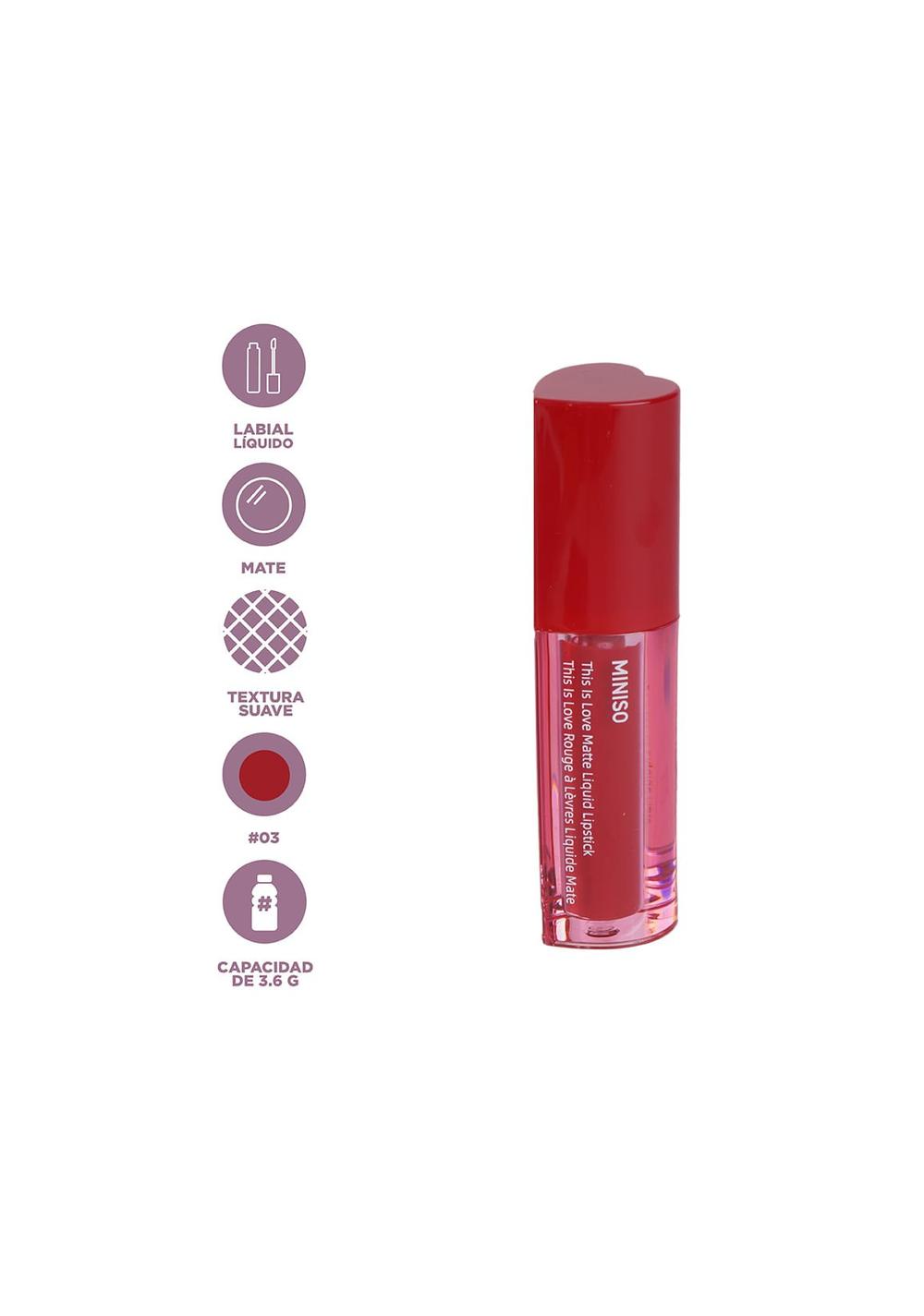 Labial Líquido Mate This Is Love 03 Miniso para Mujer - Vista 3
