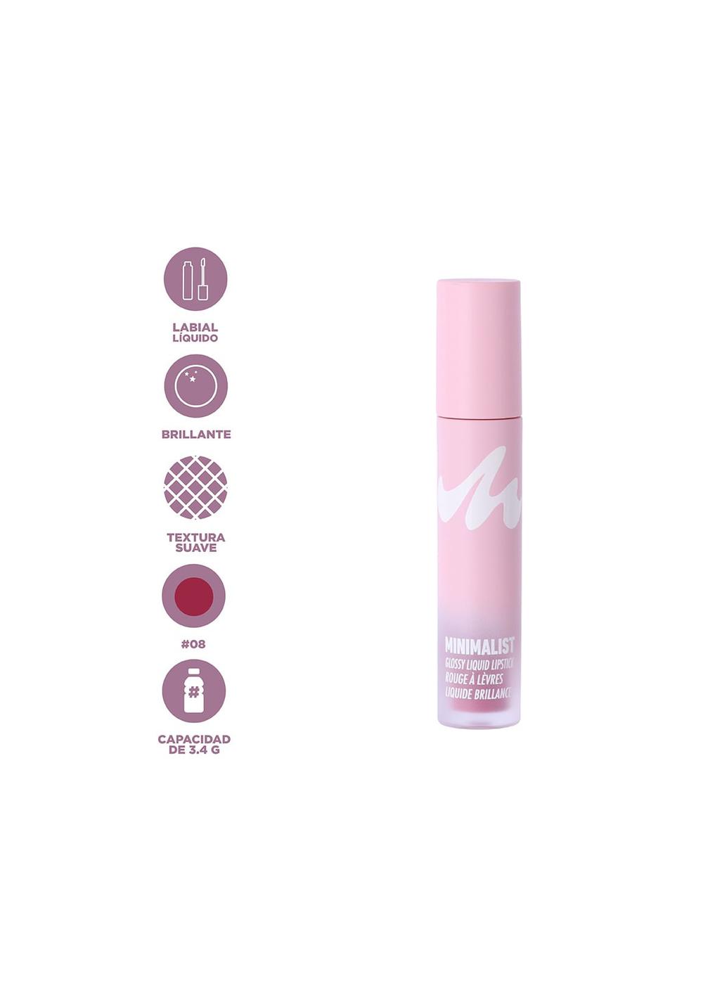 Lapiz Labial Liquido Brillante 08 Minimalist Miniso para Mujer - Vista 4