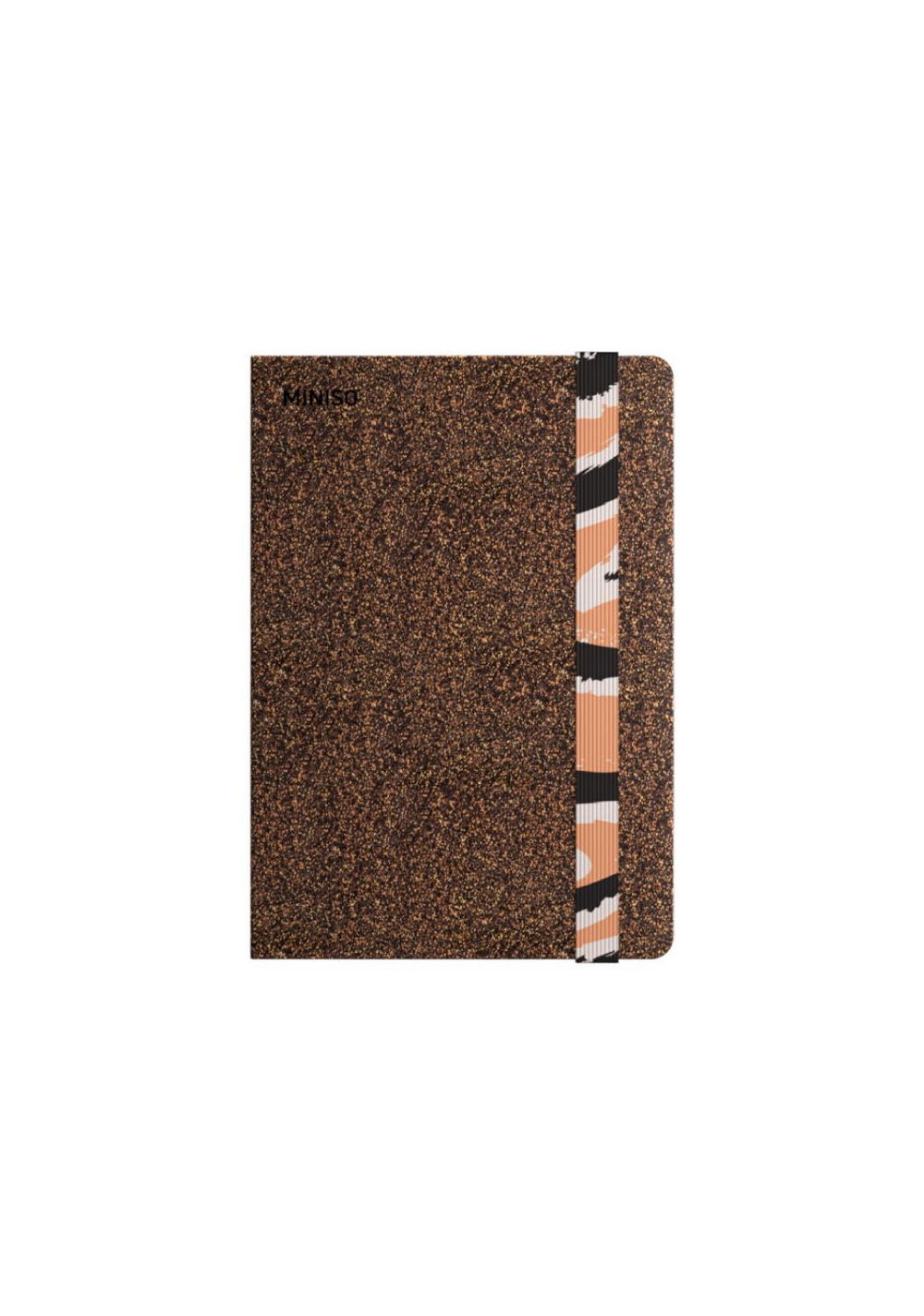 Libro de Tapa Dura A5 de Pu con Banda Colección Glitter Marrón 80 Hojas Miniso