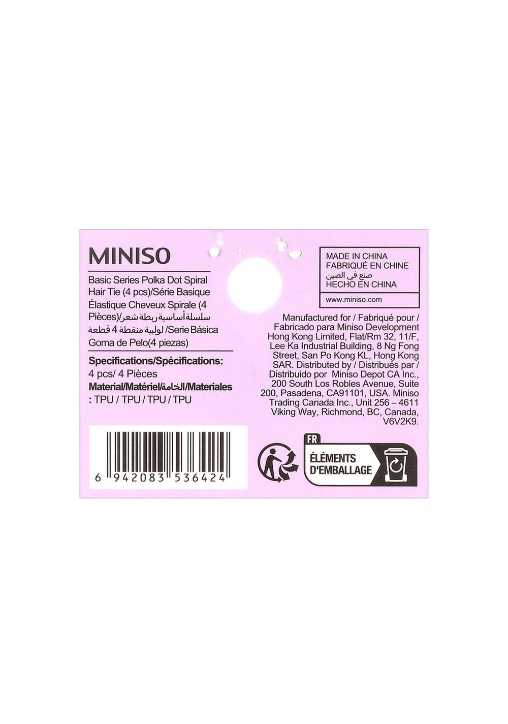 Ligas para el Cabello en Forma de Espiral Miniso para Mujer - Vista 4
