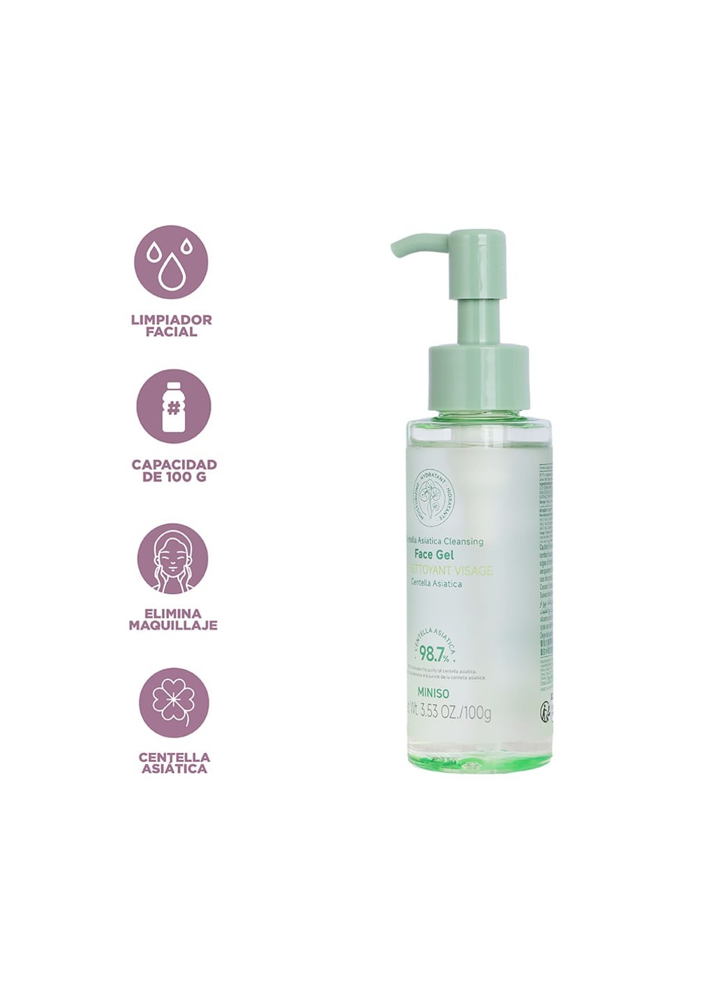 Limpiador de Gel Facial Centella Asiatica Miniso para Mujer - Vista 4