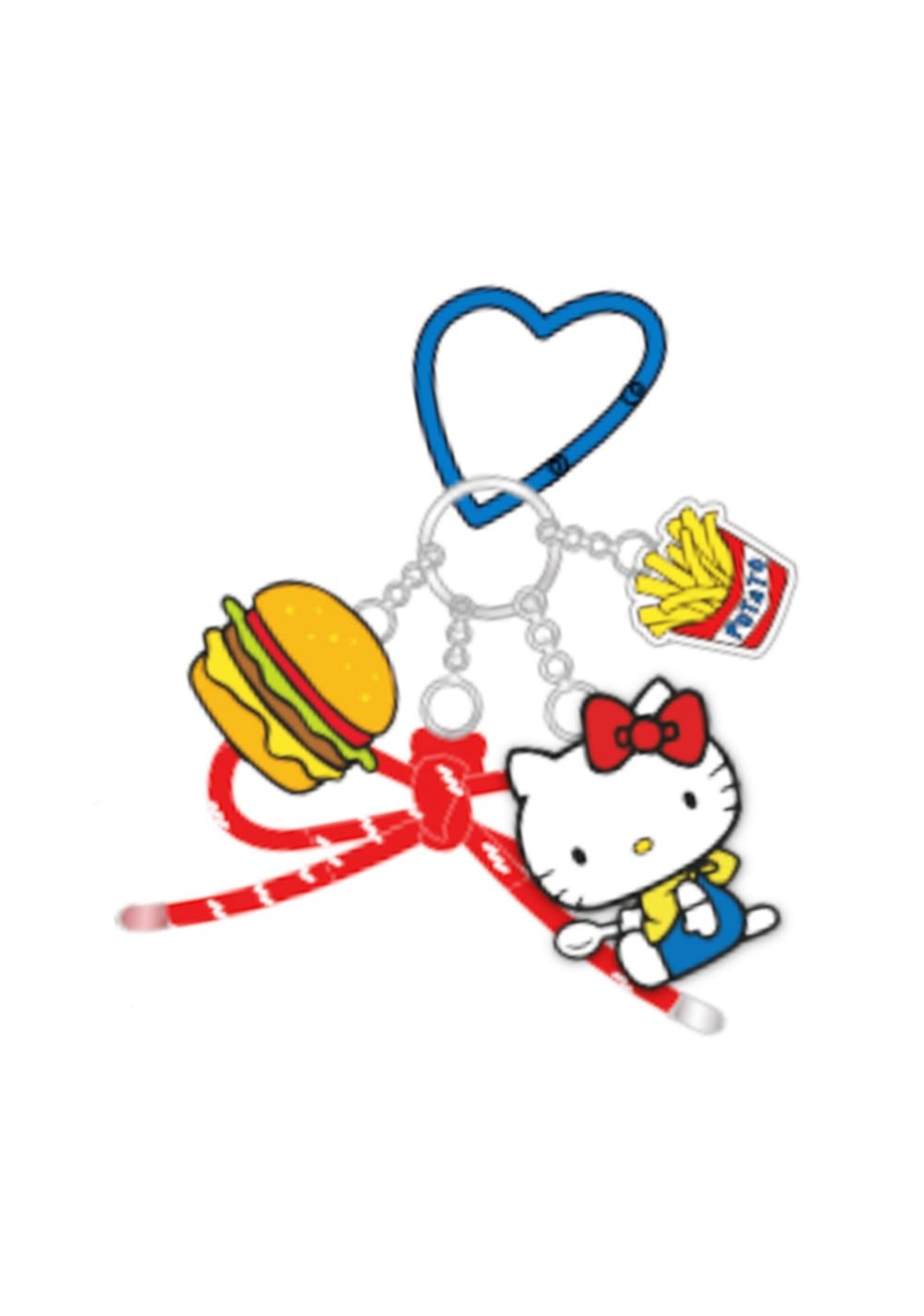 Llavero Colgante Hamburguesa y Papas Fritas Hello Kitty Miniso