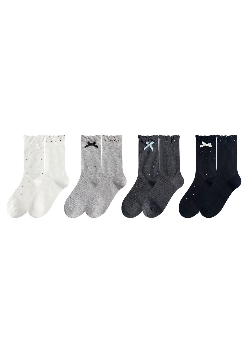 Medias Estilo Coreano Bow & Dots Crew 2 Pares Miniso