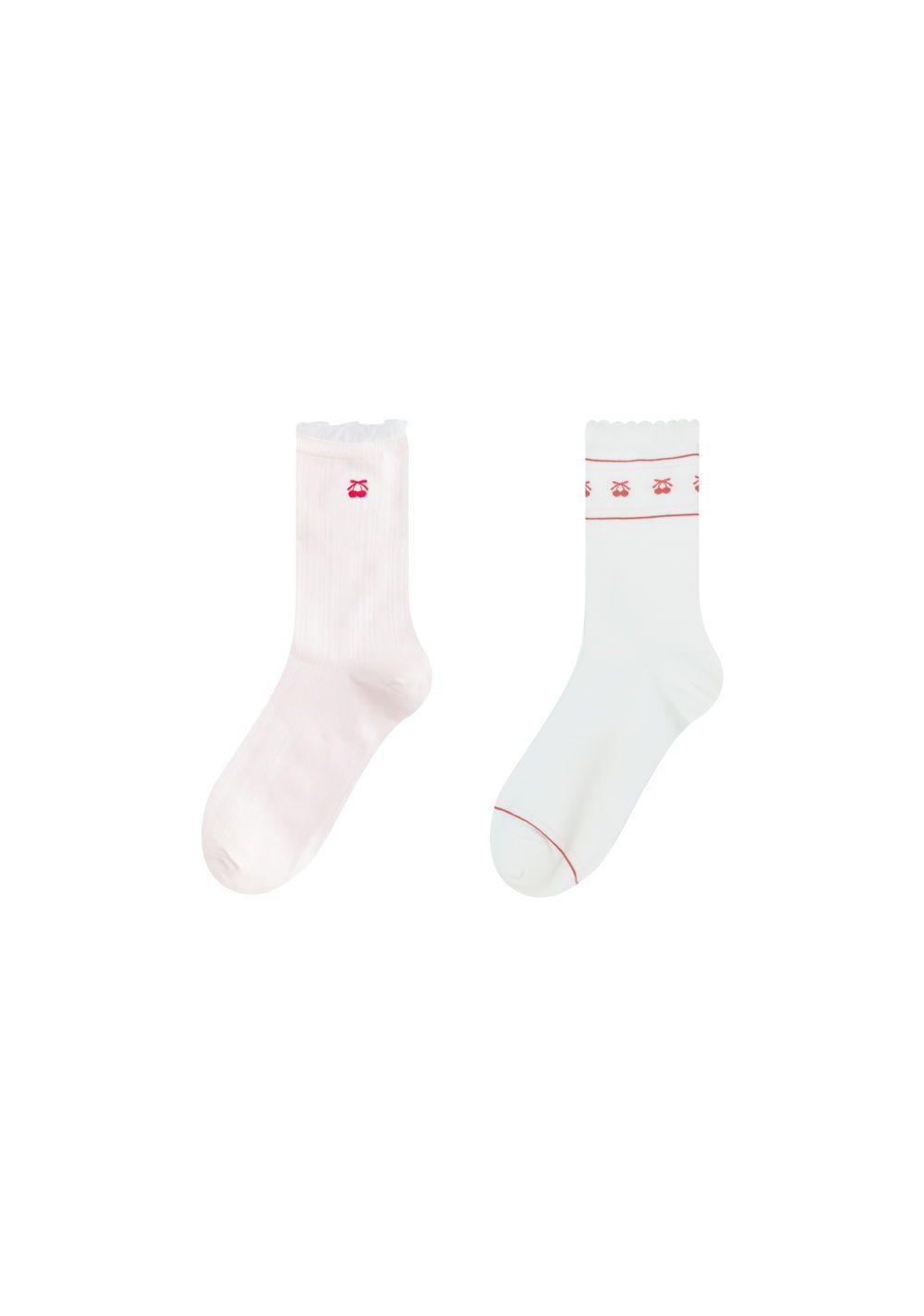 Medias Estilo Coreano Cherry Pattern Mesh Crew 2 Pares Miniso