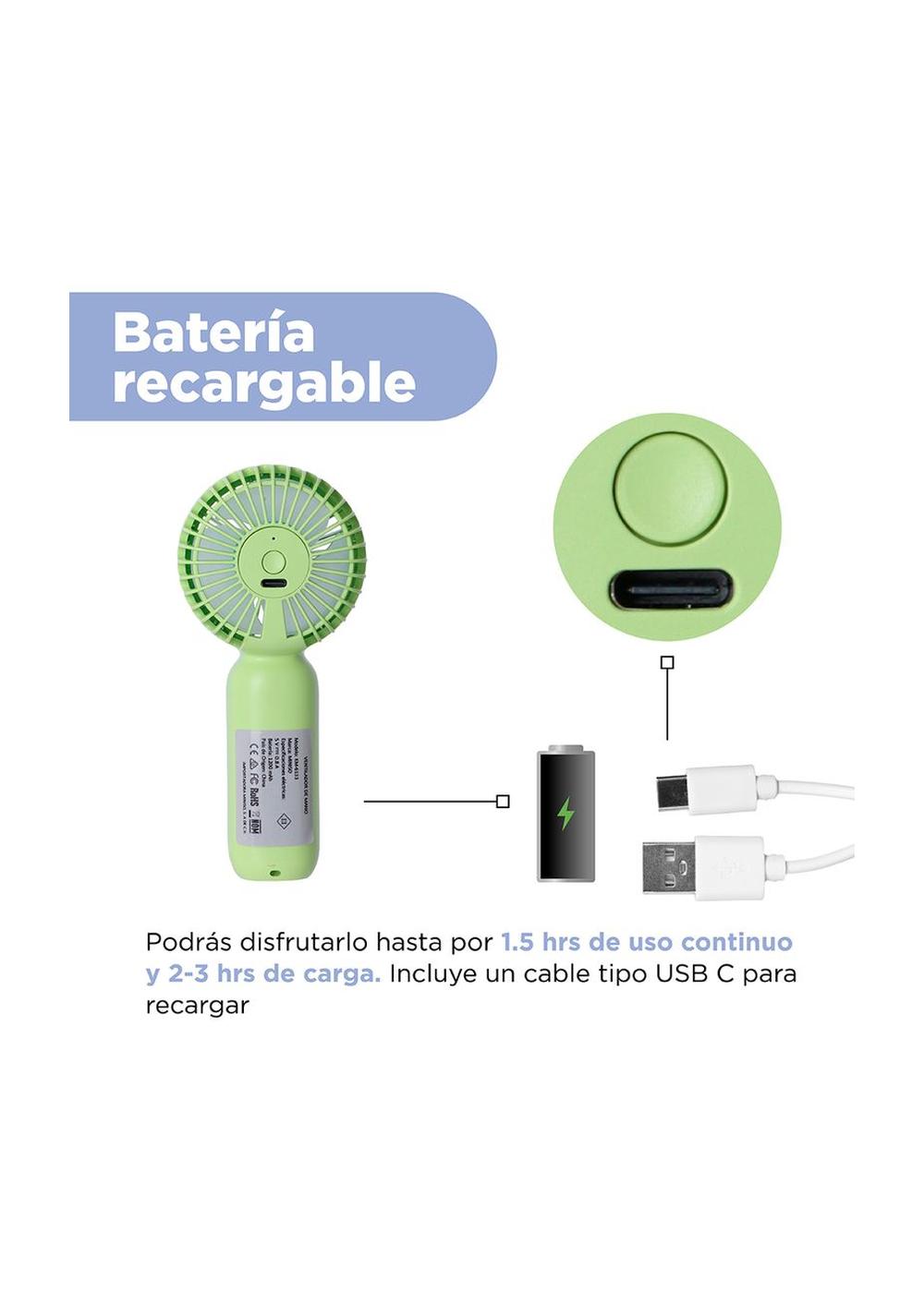 Mini Ventilador de Mano Recargable Miniso Unisex - Vista 4