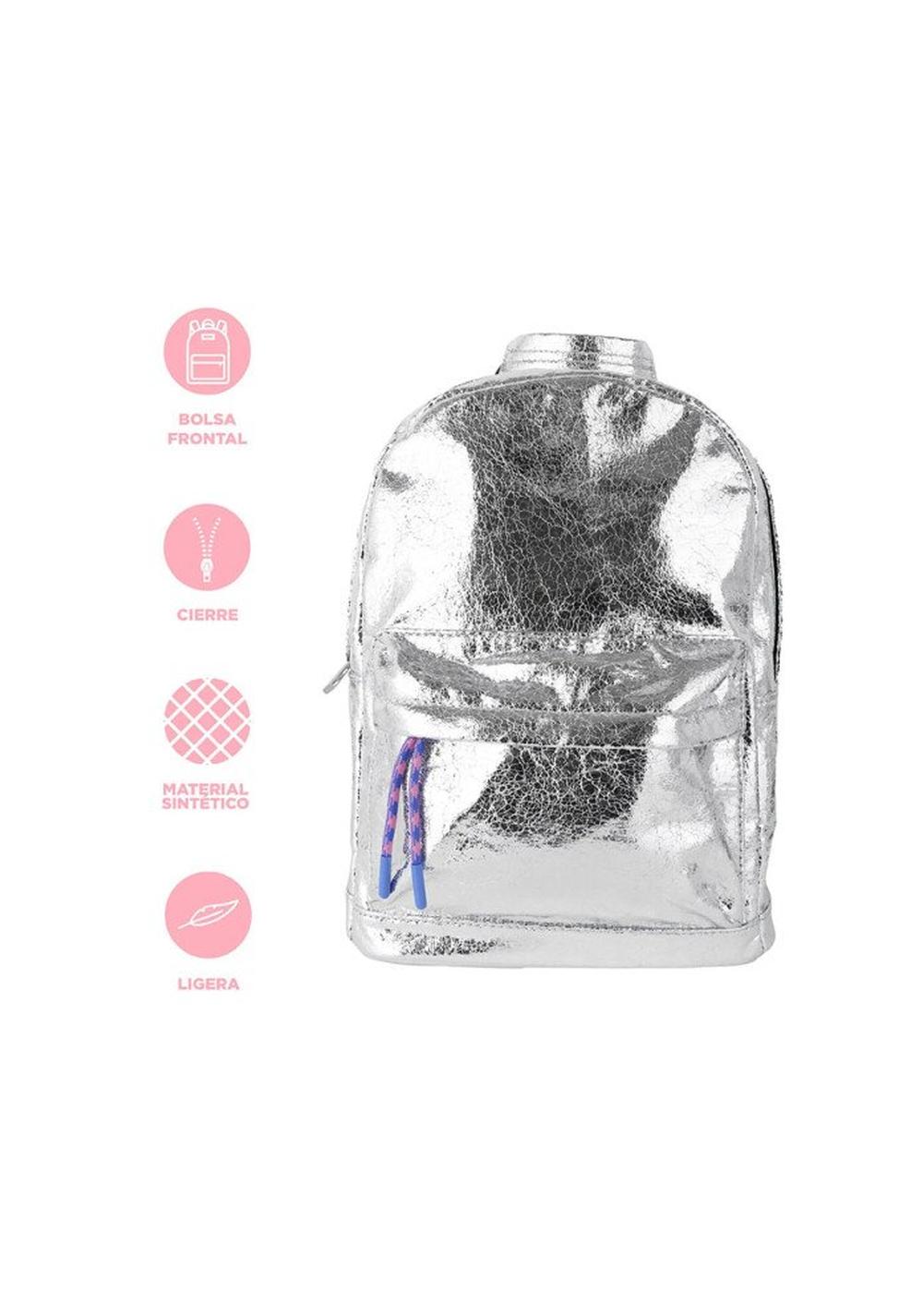 Mochila Casual Textil Plateada 24x11x33 Cm Miniso para Mujer - Vista 5