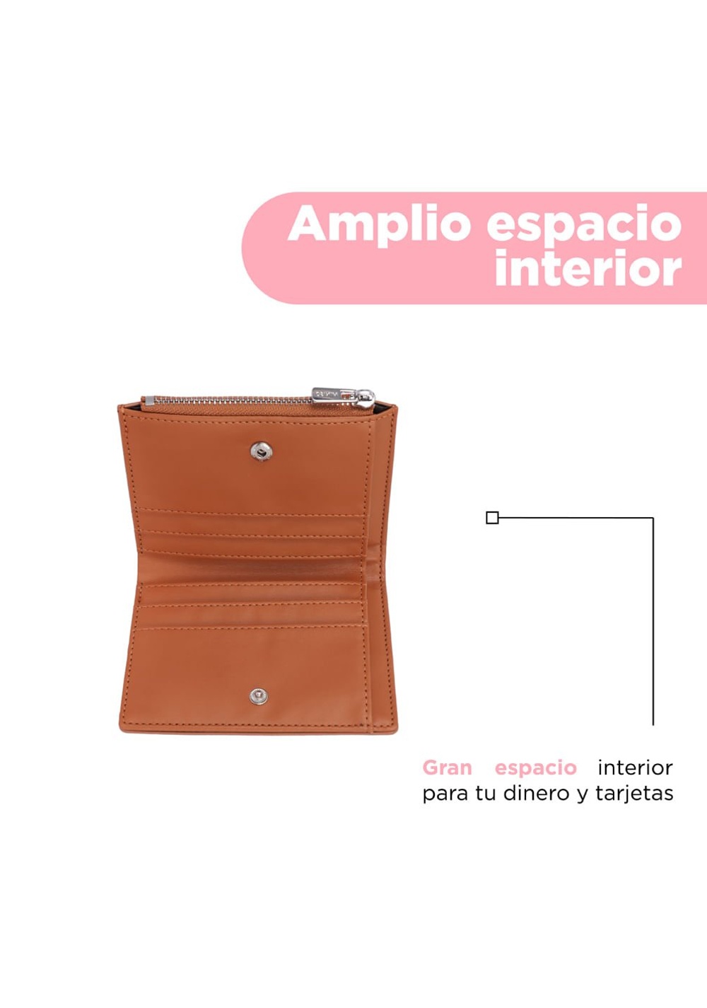 Monedero Café 12 X 9 2 Cm Miniso para Mujer - Vista 4
