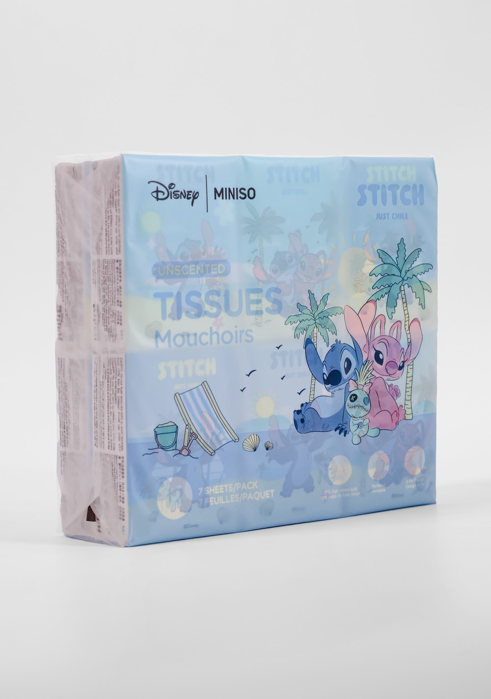 Pañuelos Desechables Paquete de 12 Lilo & Stitch Disney Miniso