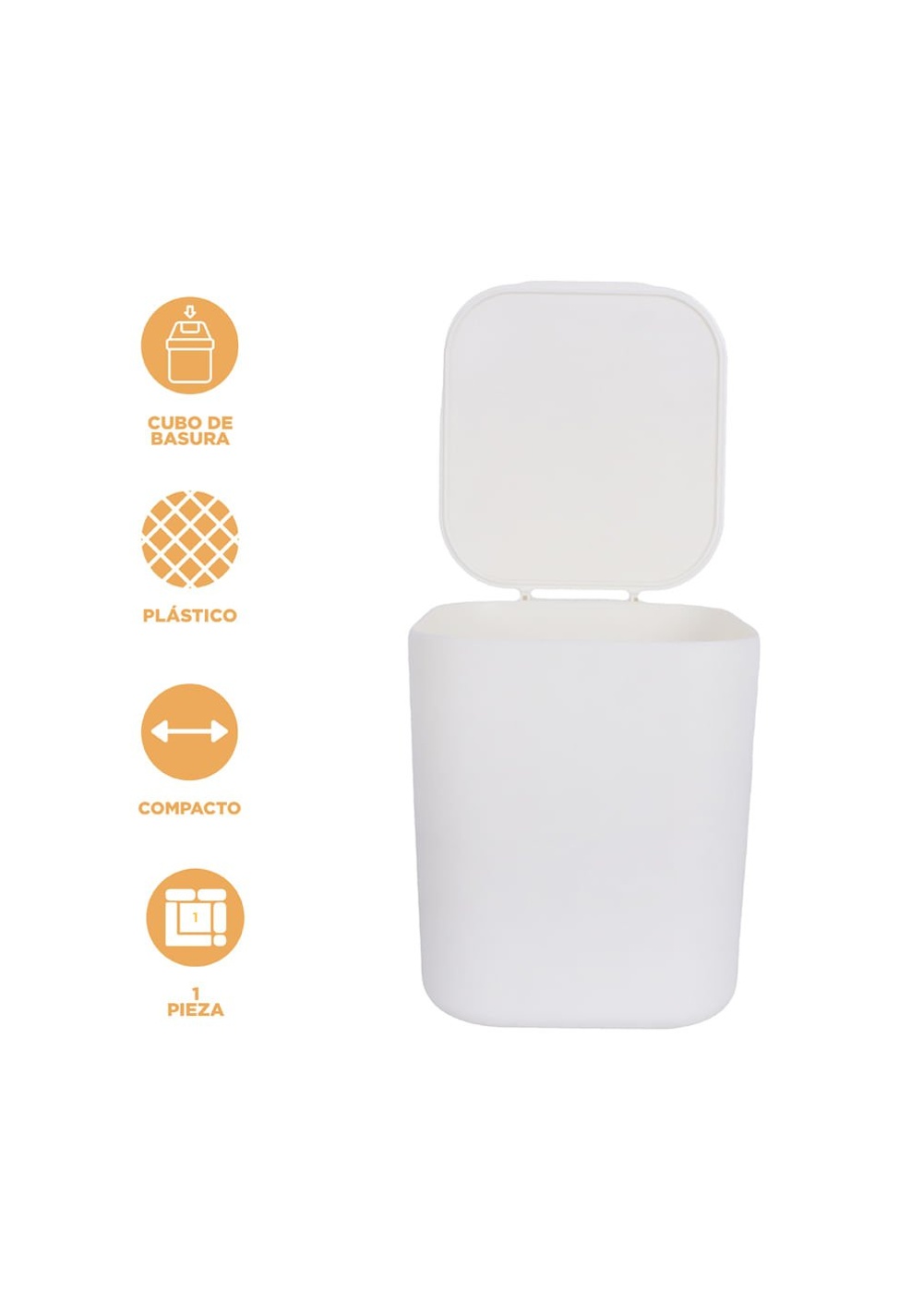 Papelera de Escritorio con Tapa 13. 7x13. 2x13 Cm Miniso Unisex - Vista 3