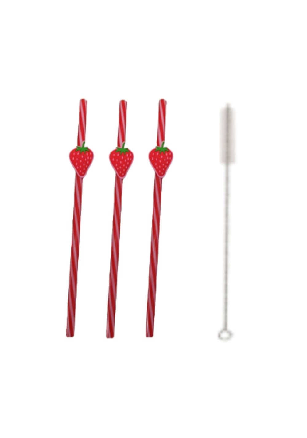 Pitillo Reutilizables con Cepillo Strawberry 4 Piezas Miniso
