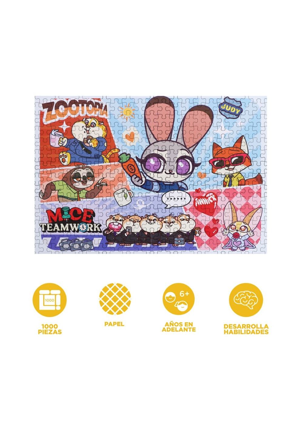 Rompecabezas 70x50 Cm Puzzle 1000 Piezas Zootopia Disney Miniso Unisex - Vista 4