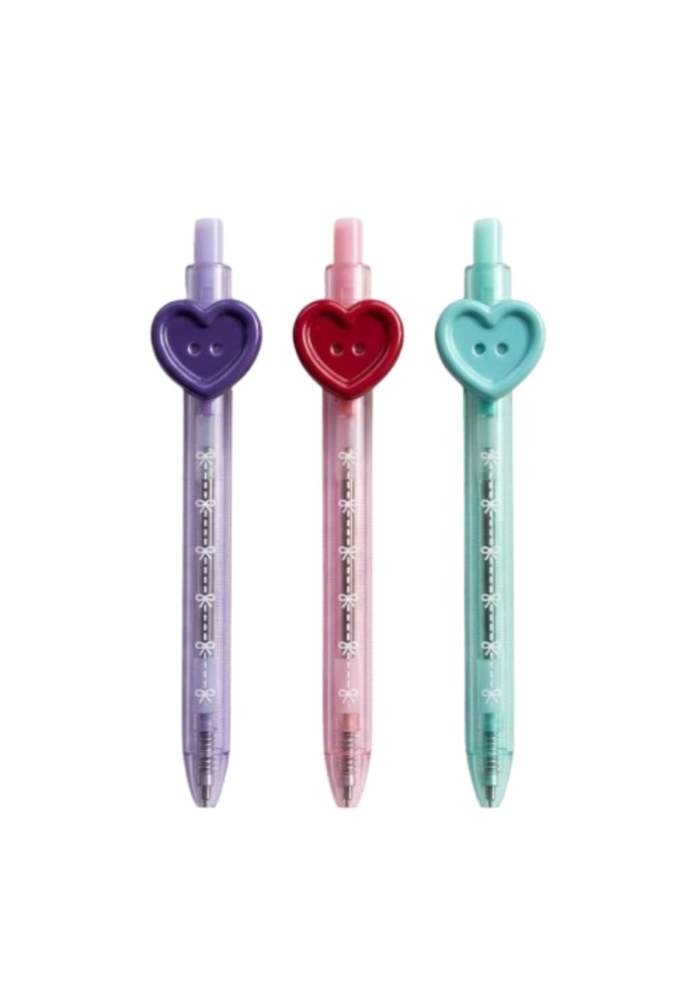 Set de Boligrafos Forma de Corazón Big Button 3 Piezas Miniso
