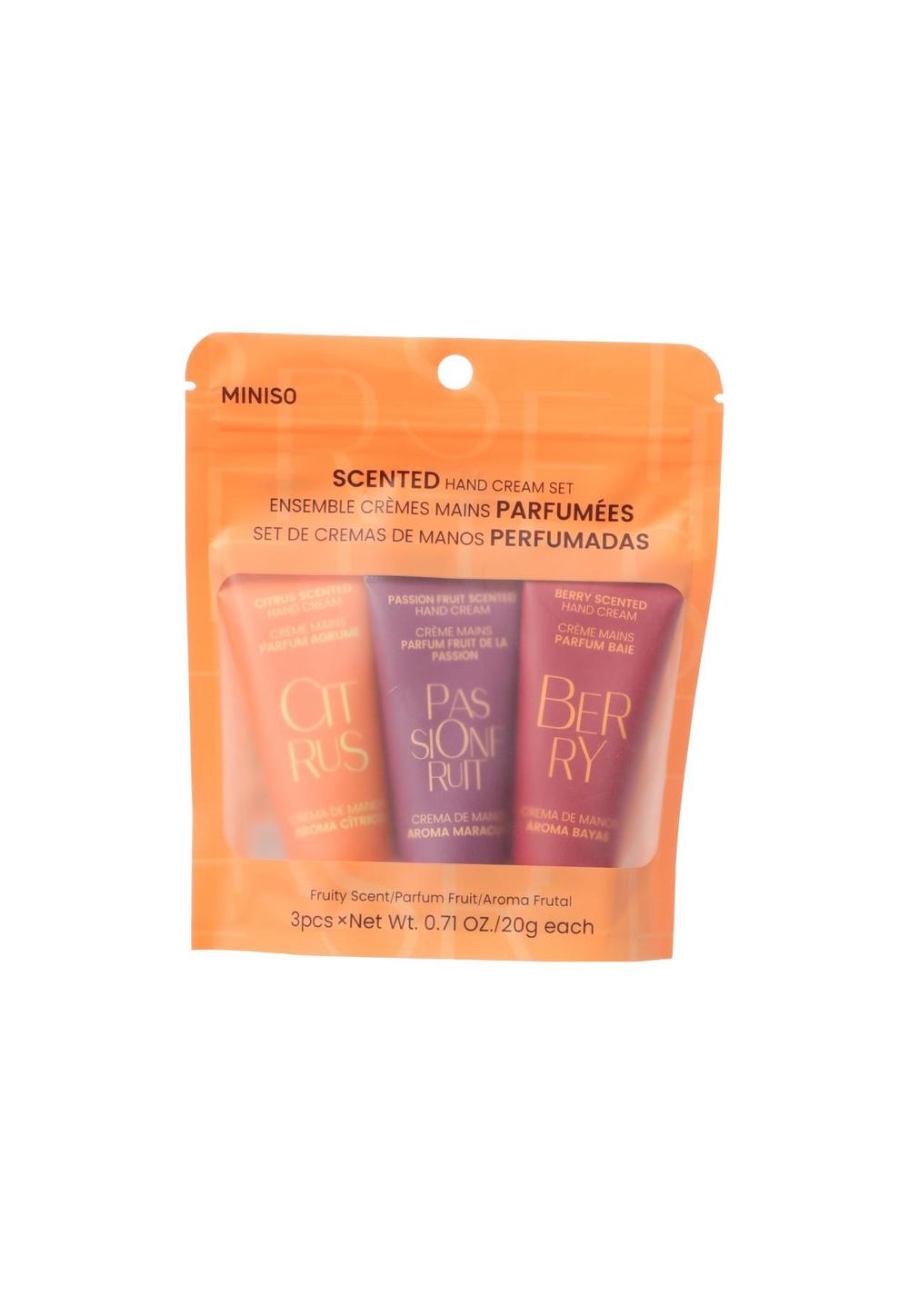 Set Cremas para Manos 20 Gr Aroma Frutal 3 Piezas Miniso