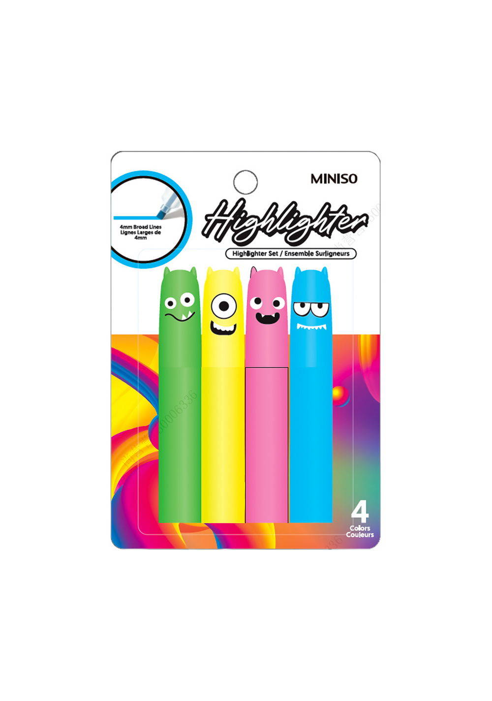 Set Marcadores Monstruos Resaltadores 4 Piezas Miniso