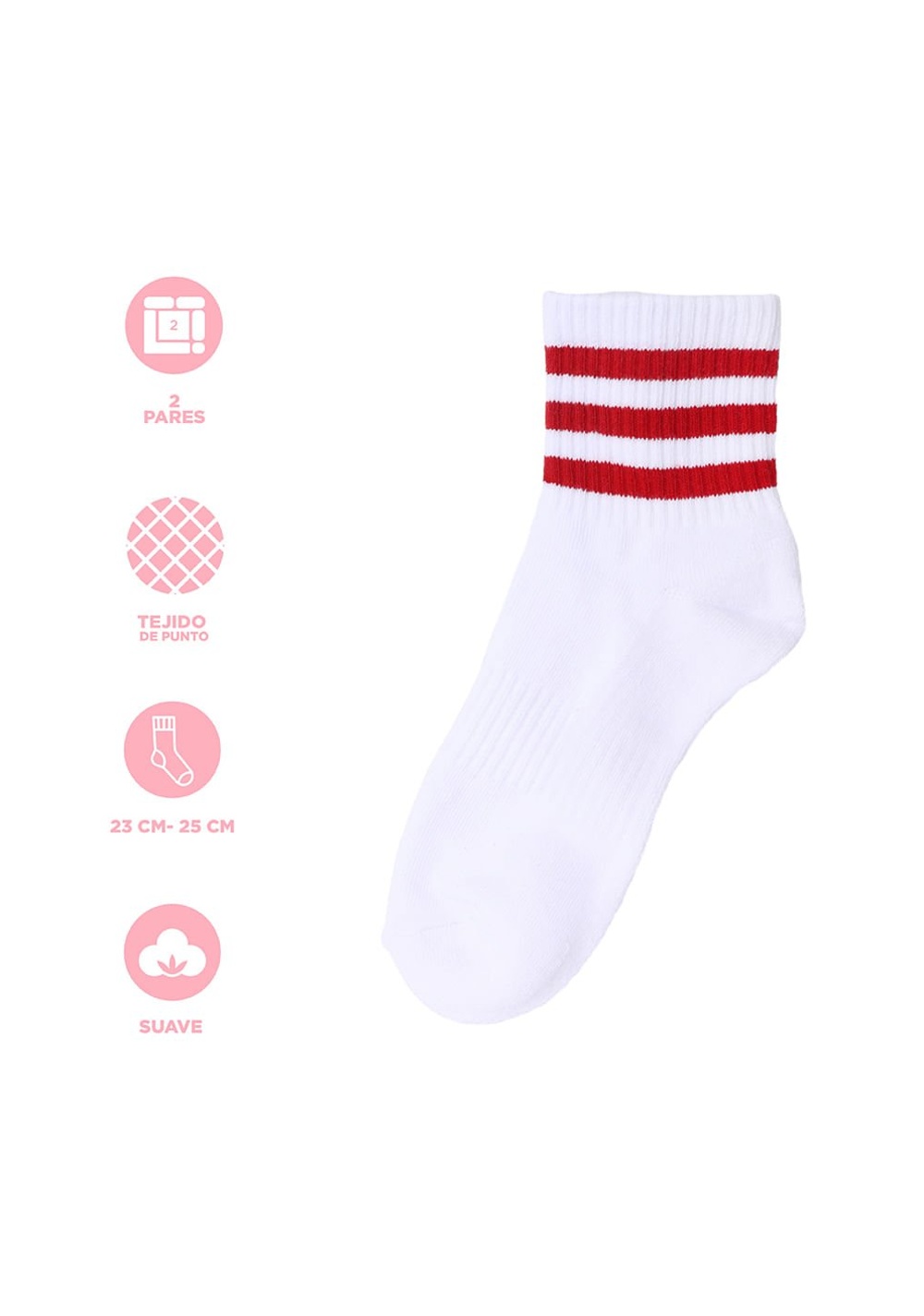 Set Medias Deportivos Talla 23 25 2 Pares Miniso para Mujer - Vista 3