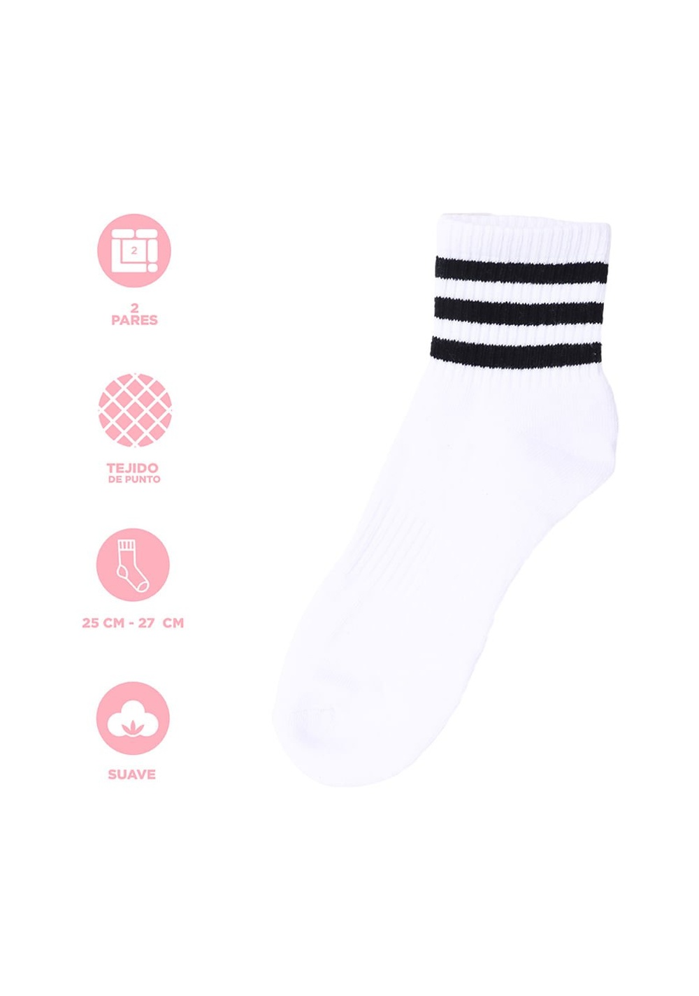 Set Medias Deportivos Talla 25 27 2 Pares Miniso para Hombre - Vista 3