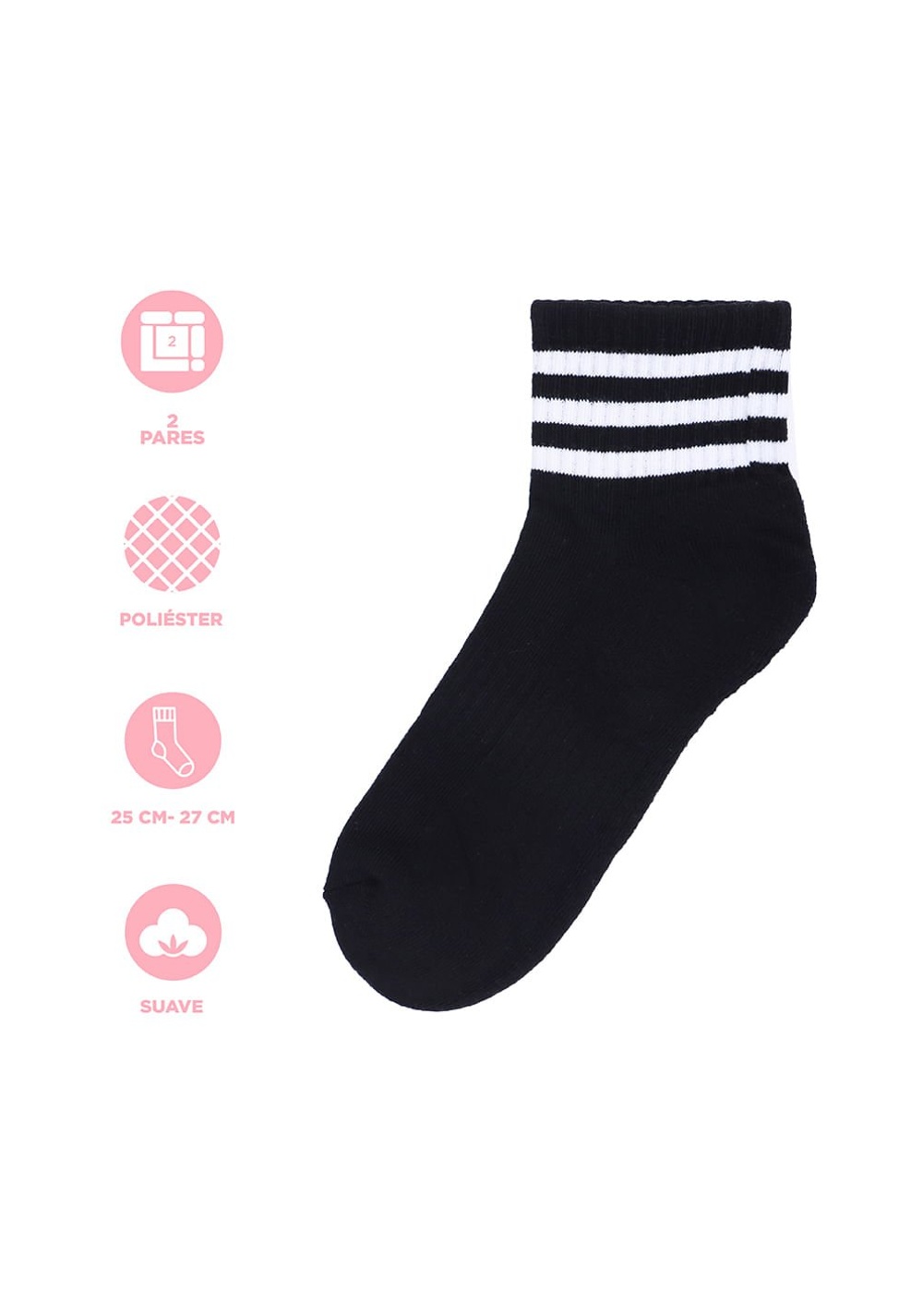 Set Medias Deportivos Talla 25 27 2 Pares Miniso para Hombre - Vista 3