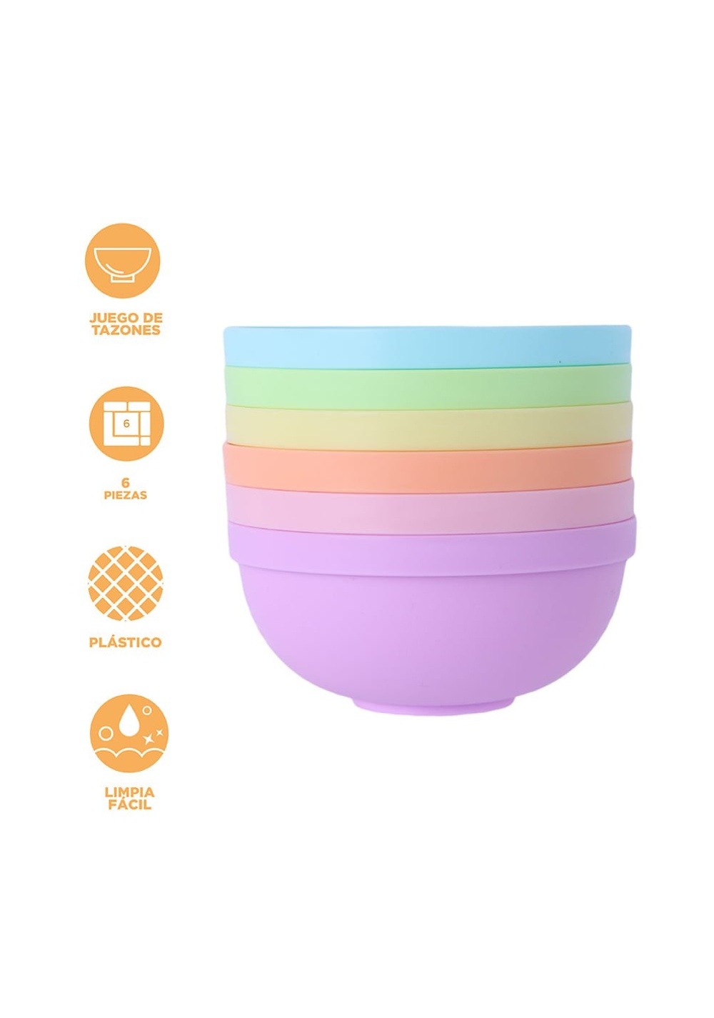 Set de Tazones 6 Unidades Colección Colorful Miniso Unisex - Vista 5