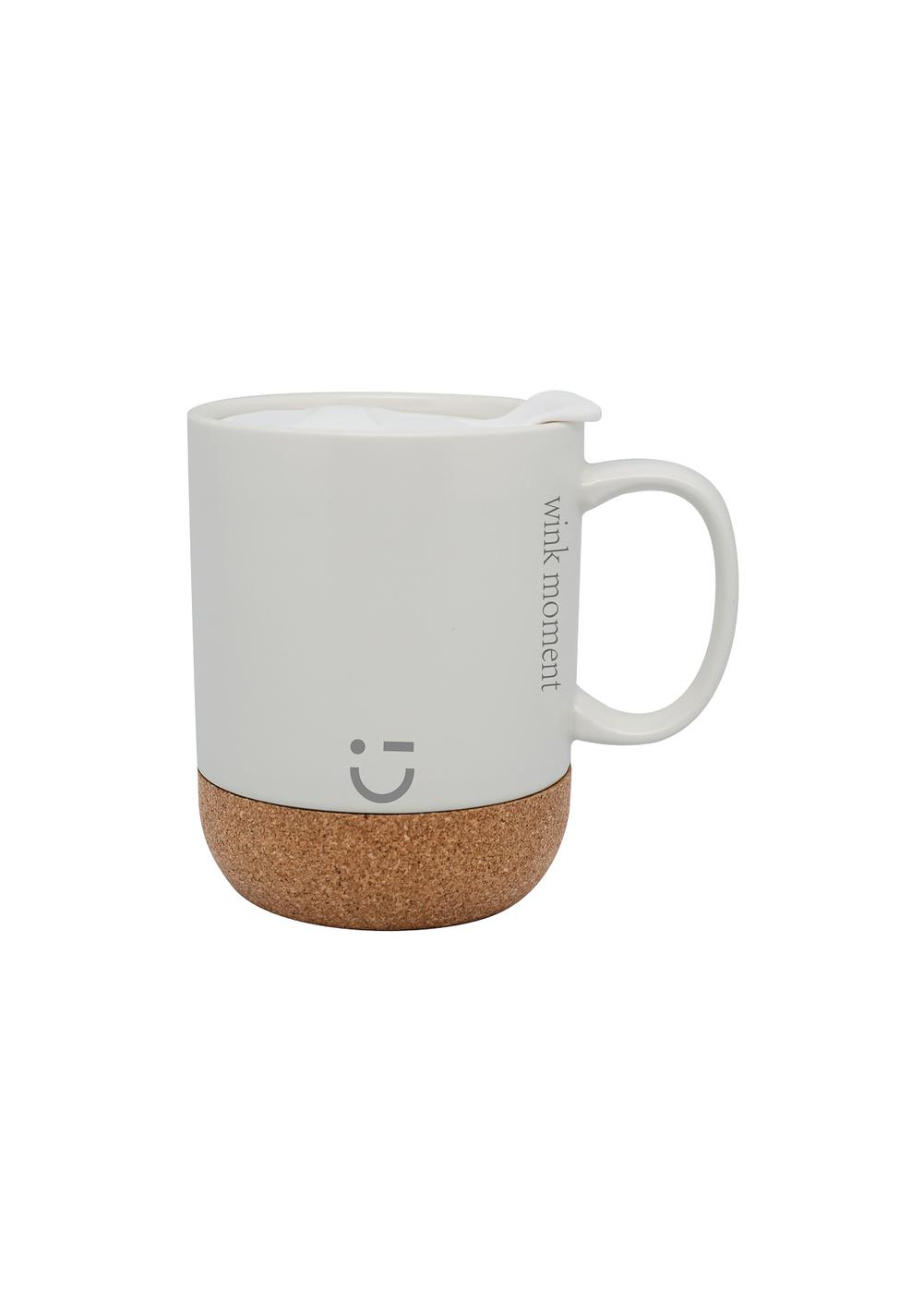 Taza de Cerámica con Tapa y Base de Corcho 300ml Miniso
