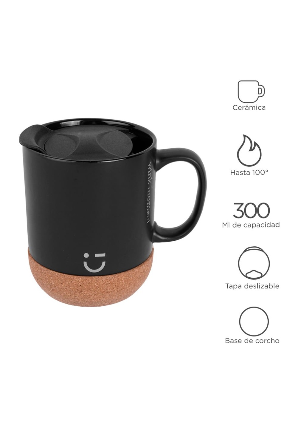 Taza con Tapa Cerámica 300 Ml Miniso Unisex - Vista 3