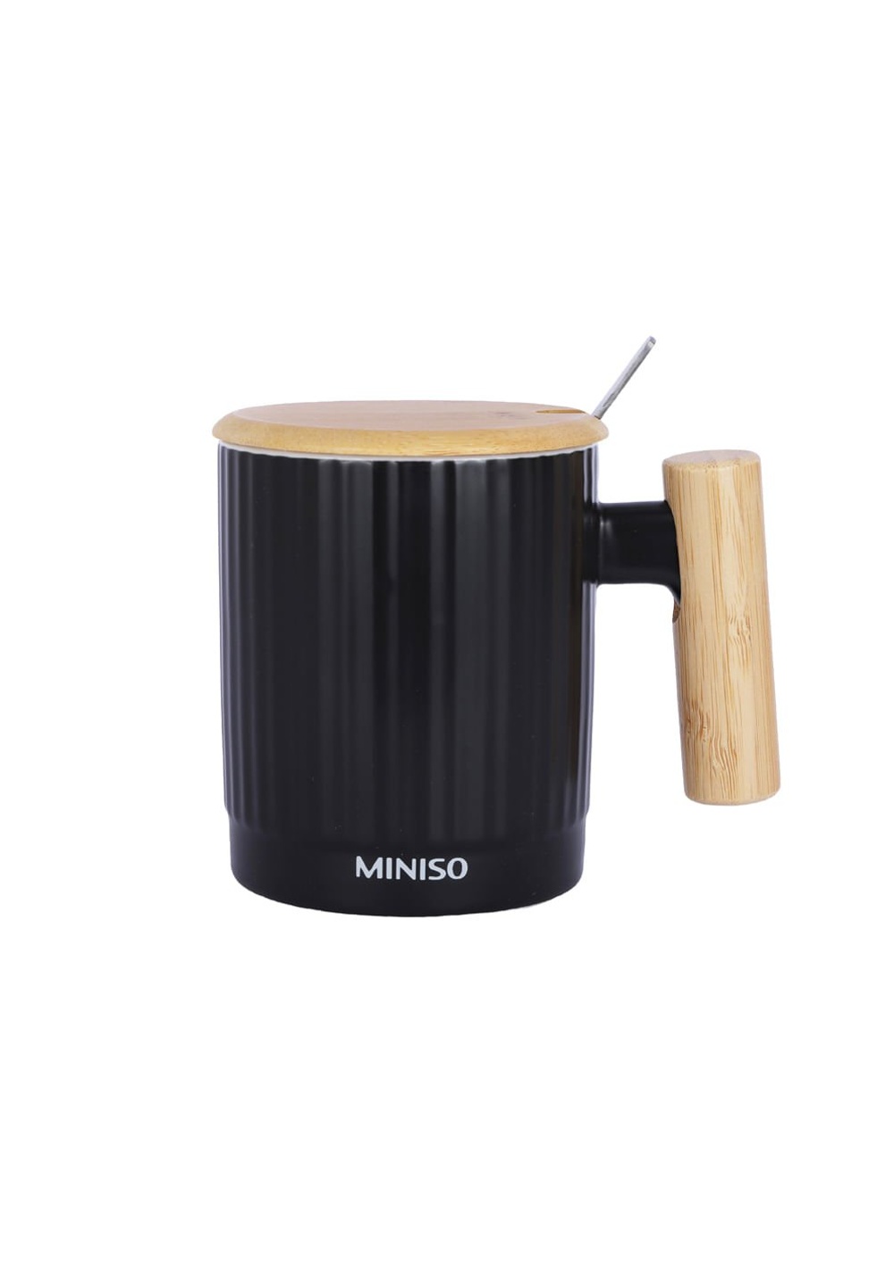 Taza con Tapa y Cuchara Cerámica 370 Ml Miniso
