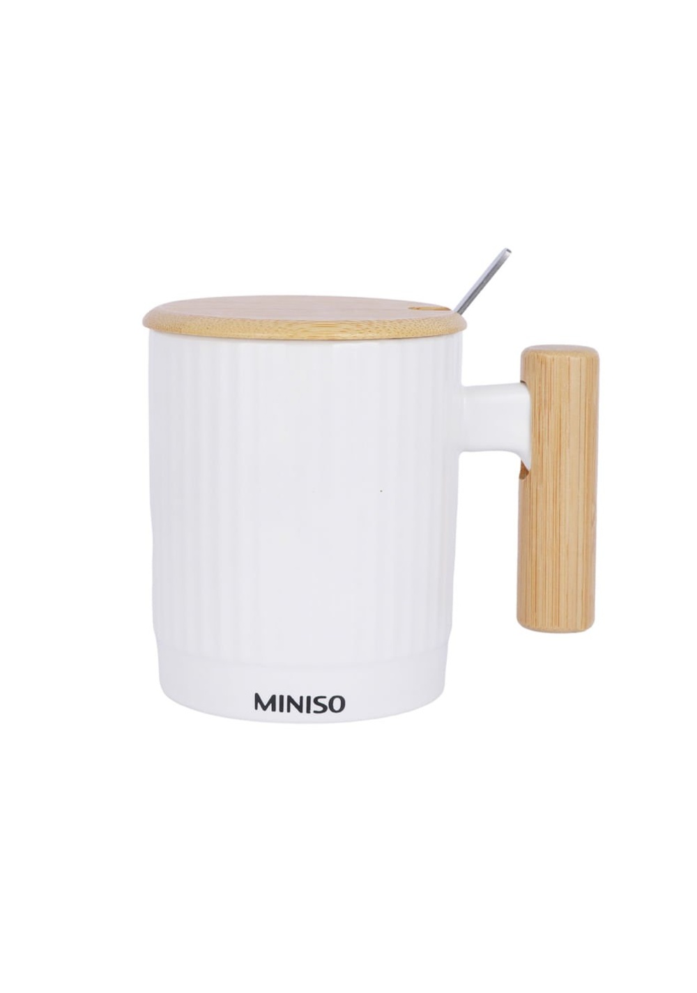 Taza con Tapa y Cuchara Cerámica 370 Ml Miniso