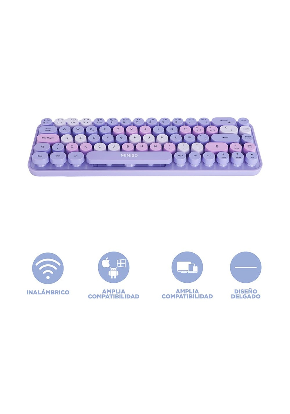 Teclado Inalámbrico Mixed Color Mod Sk 676ag Fashion Miniso Unisex - Vista 3