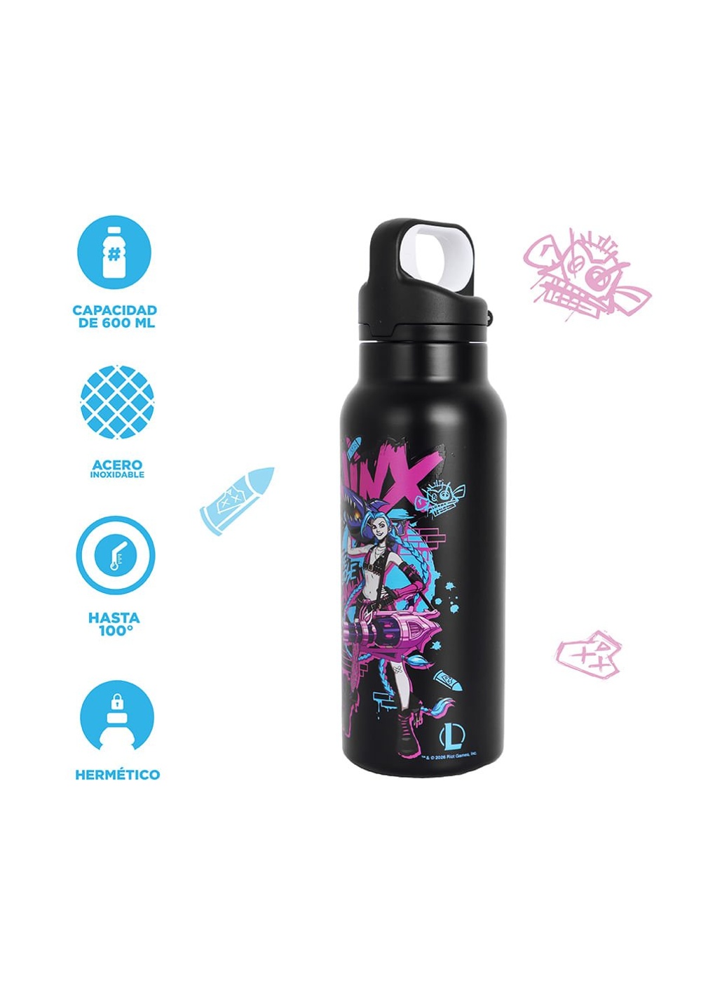 Termo 600 Ml Character League Of Legends Miniso Unisex - Vista 3