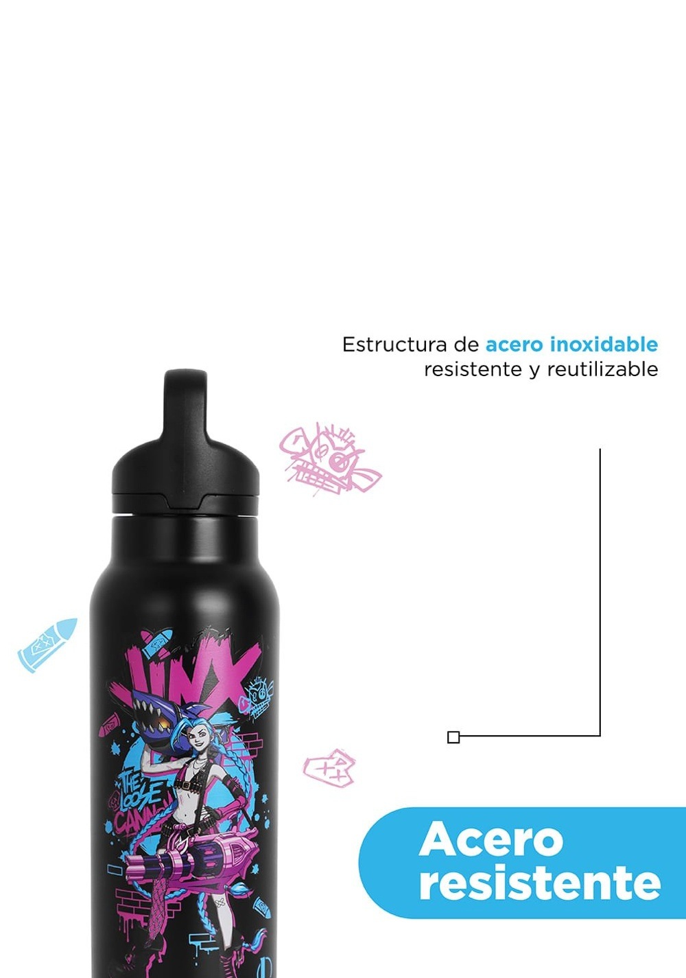 Termo 600 Ml Character League Of Legends Miniso Unisex - Vista 6