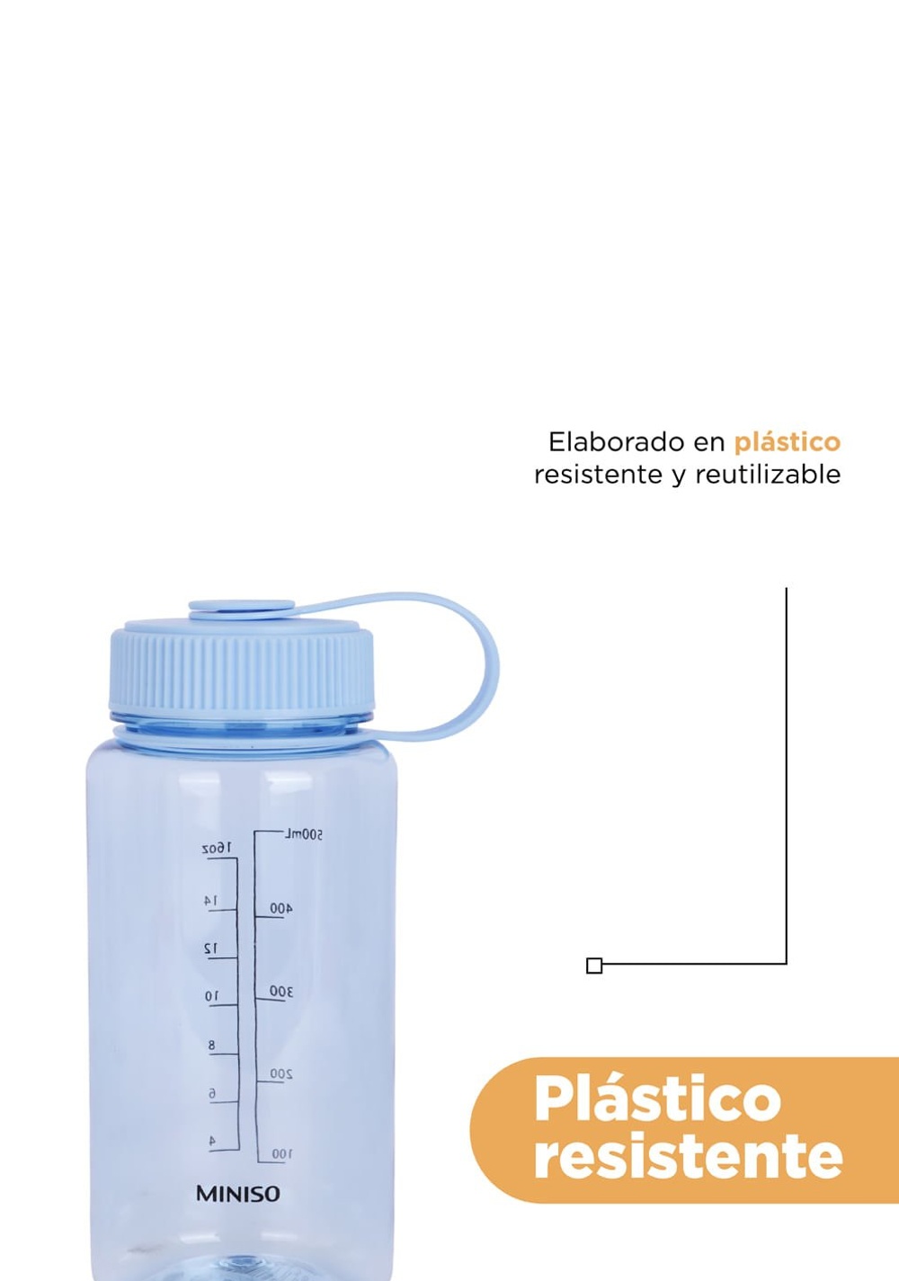Termo con Tapa Plástico 650 Ml Miniso Unisex - Vista 7