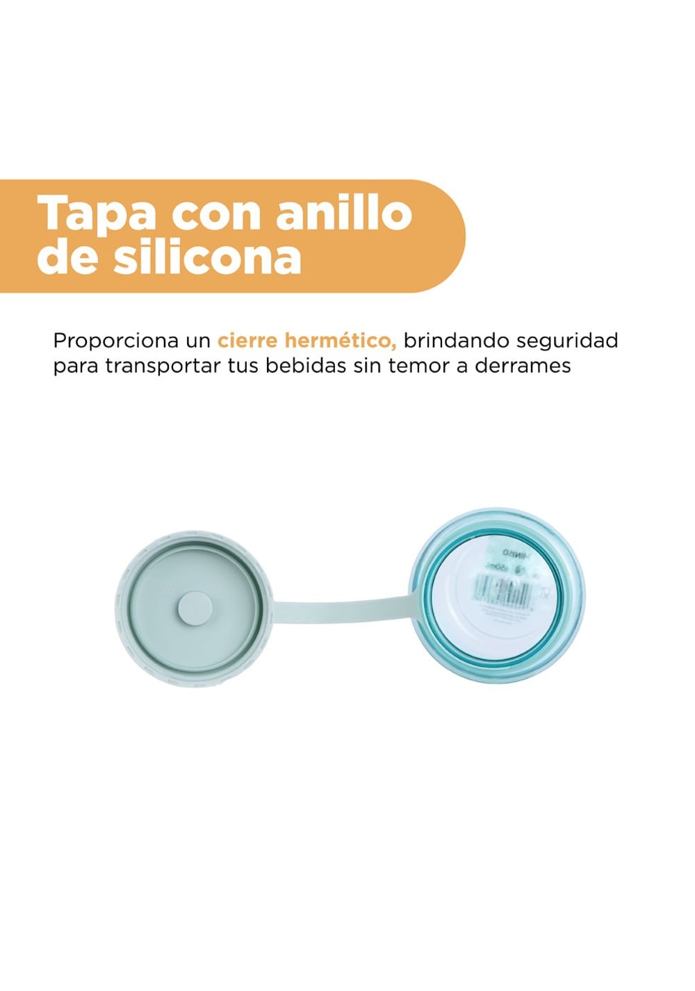 Termo con Tapa Plástico Turquesa 650 Ml Miniso Unisex - Vista 5