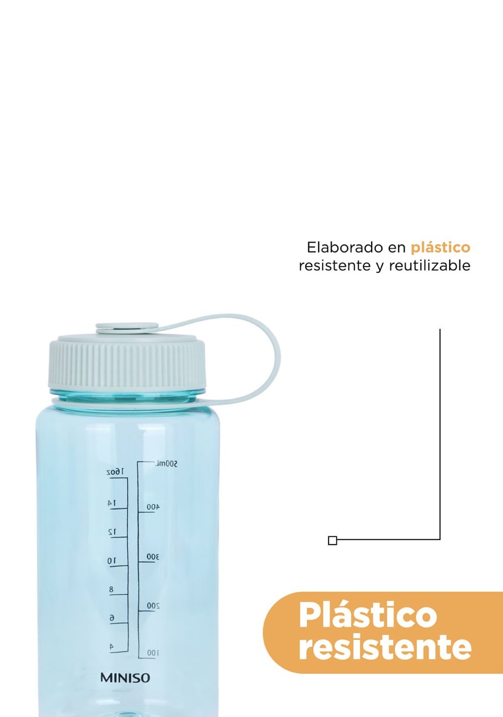 Termo con Tapa Plástico Turquesa 650 Ml Miniso Unisex - Vista 7