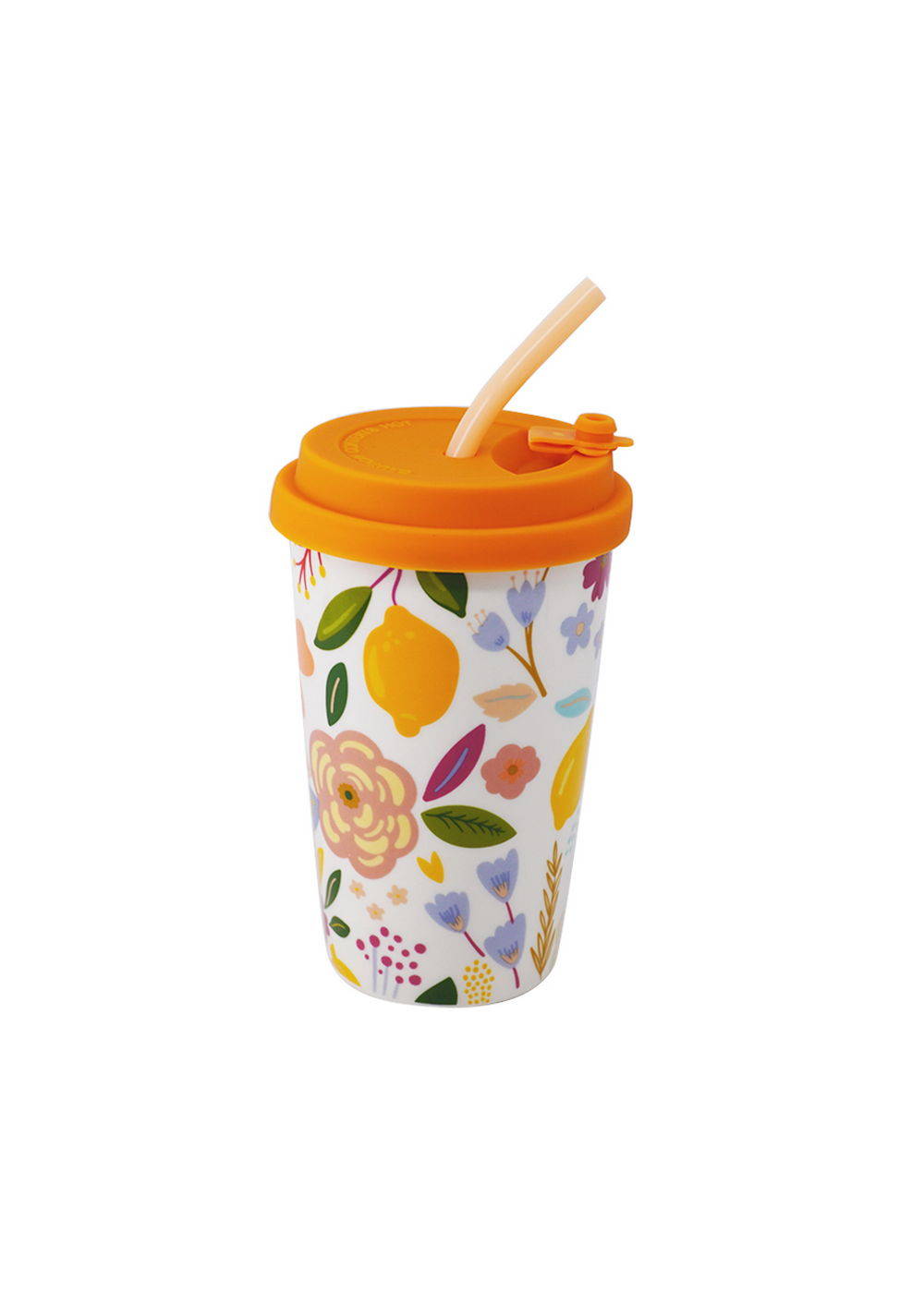 Vaso de Cerámica con Tapa 400ml Flores Miniso