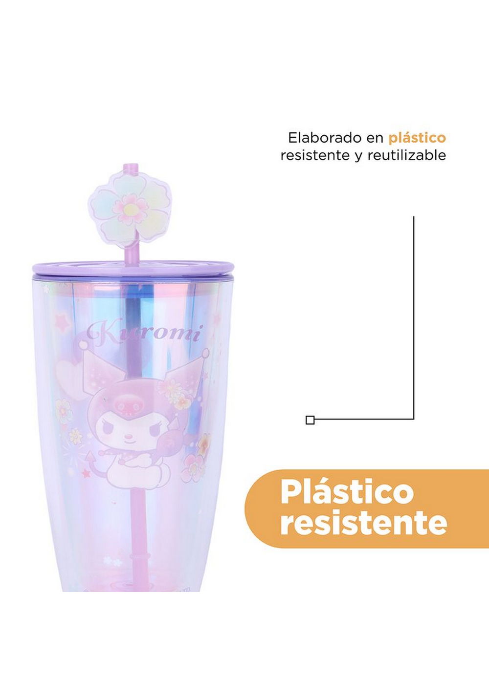 Vaso Doble Capa Kuromi Flower Language 730 Ml Miniso Unisex - Vista 5