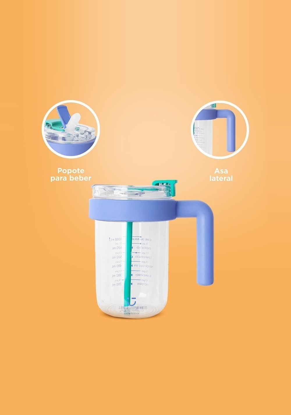 Vaso con Pitillo y Asa 1000 Ml Miniso Unisex - Vista 5