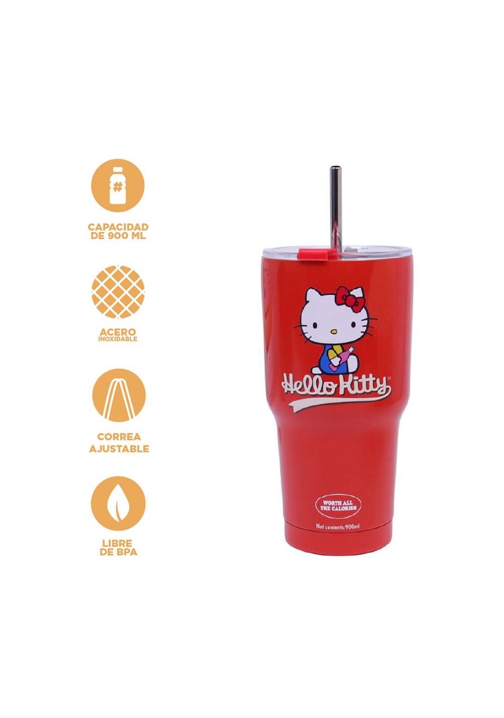 Vaso con Tapa Acero Inoxidable 900 Ml Hello Kitty Miniso Unisex - Vista 3