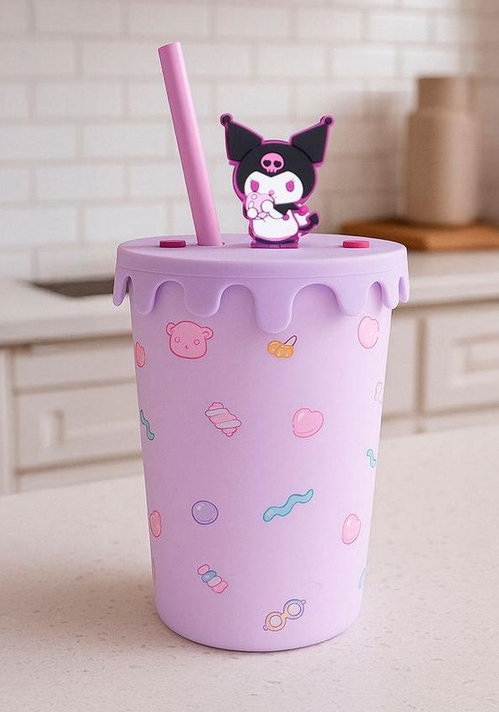 Vaso con Tapa Kuromi Sanrio 400 Ml Miniso Unisex - Vista 3