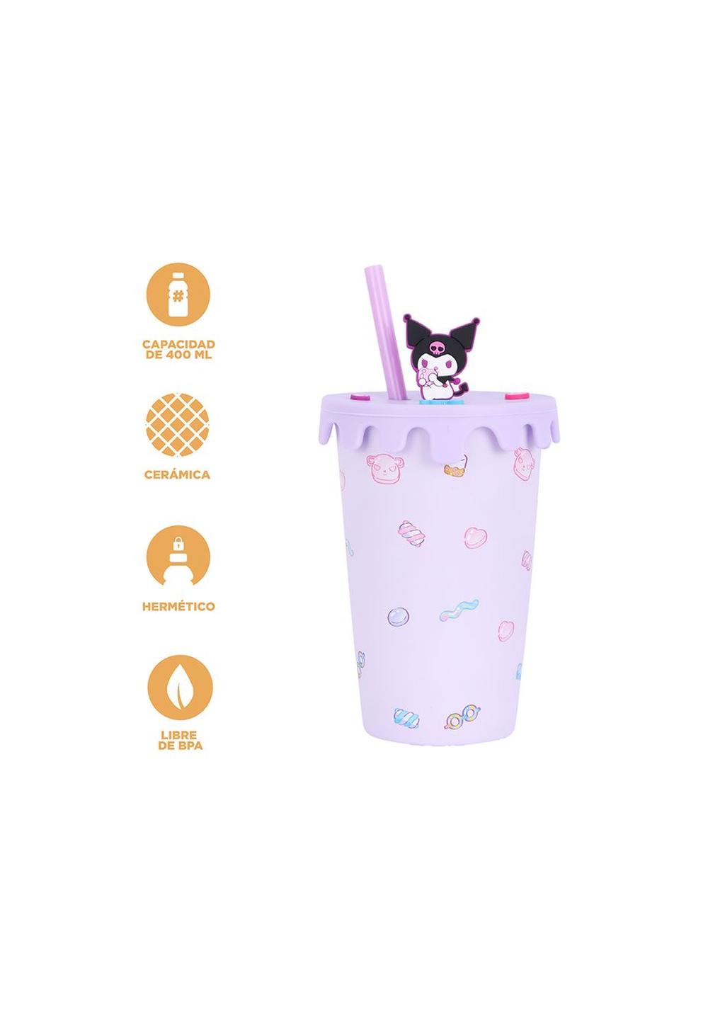 Vaso con Tapa Kuromi Sanrio 400 Ml Miniso Unisex - Vista 4