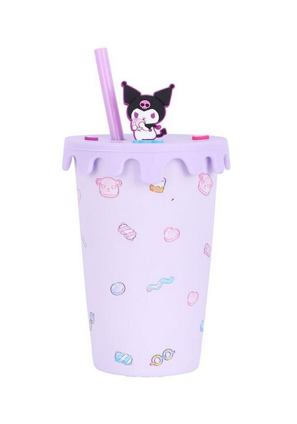 Vaso con Tapa Kuromi Sanrio 400 Ml Miniso