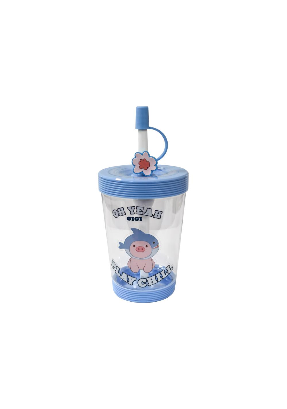 Vaso con Tapa y Pitillo Cerdita Gigi 535 Ml Miniso