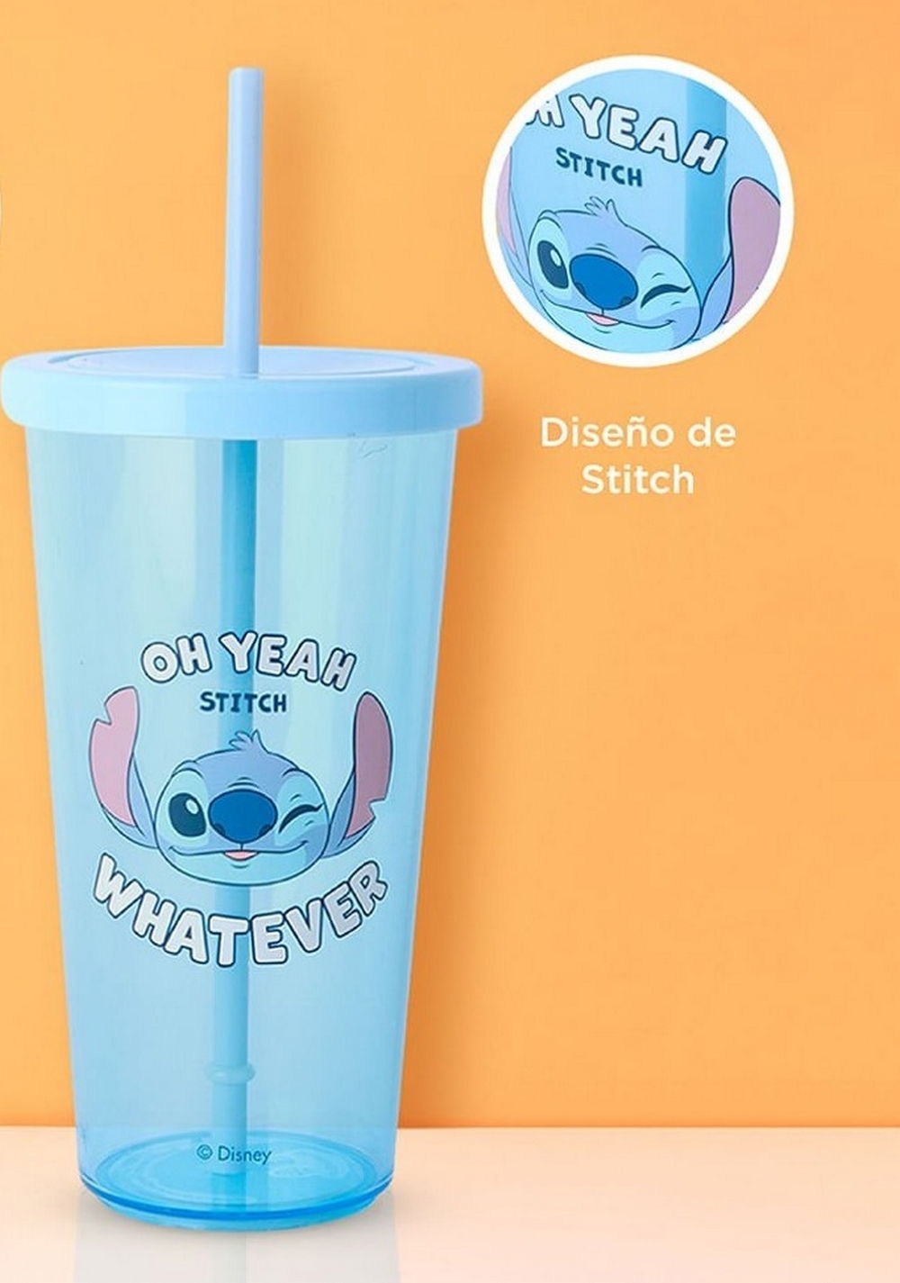 Vaso con Tapa y Popote Plástico 600 Ml Stitch Disney Miniso Unisex - Vista 6